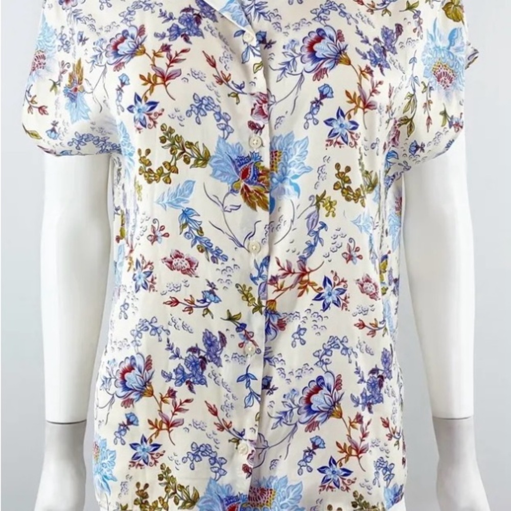 Joie Size Small Floral Print Women's Top - Multicolor 100% Polyester. EUC - Picture 2 of 8